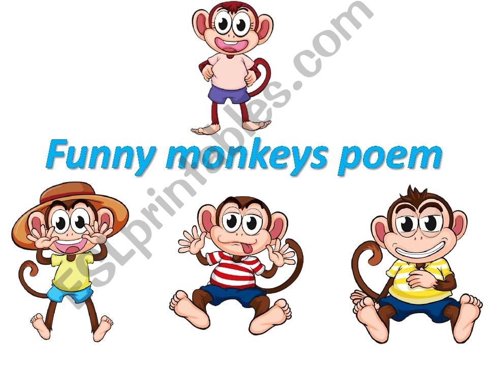 A poem about monkeys with ordinal numbers and present continuous