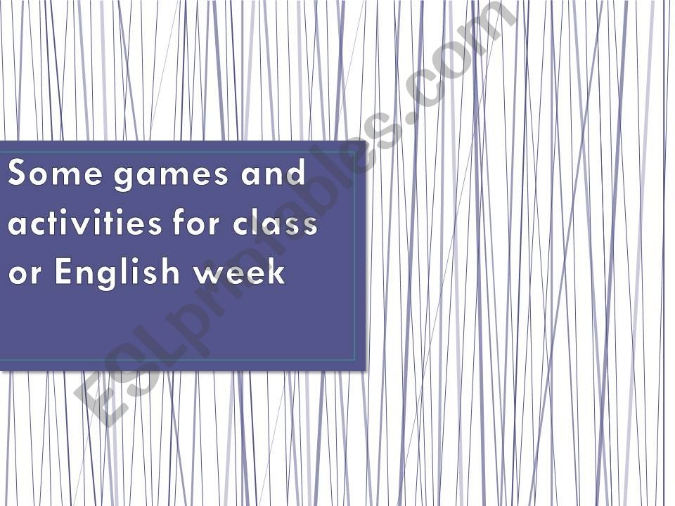 games and activites for english classes