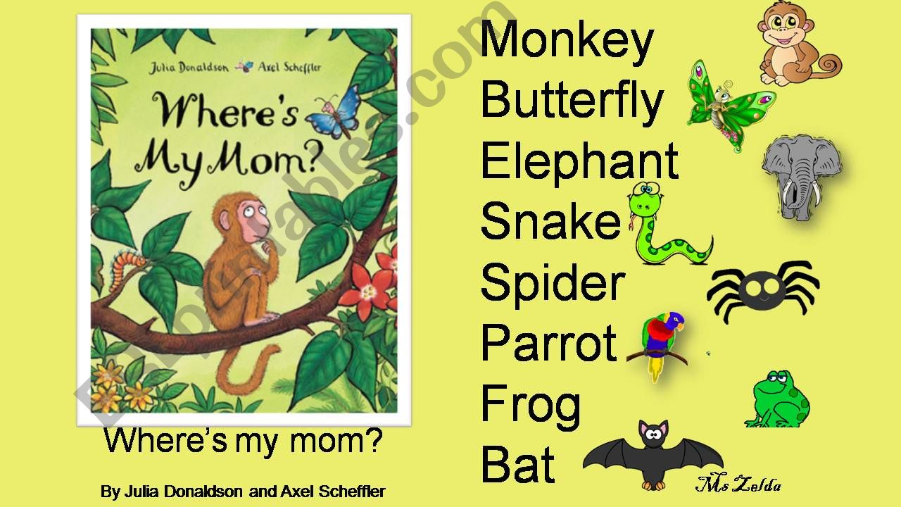 Wheres my Mom by Julia Donaldson Word Mat