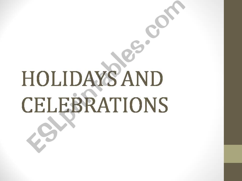 HOLIDAYS AND CELEBRATIONS powerpoint