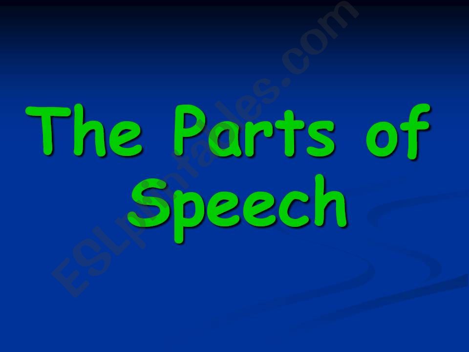 The eight parts pf the speech powerpoint