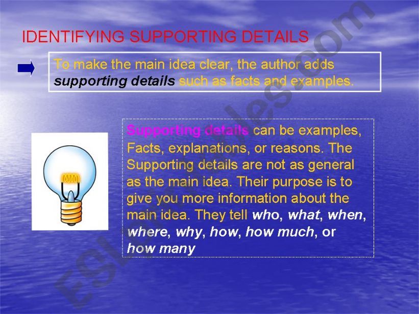 Reading - How to identify supporting details 