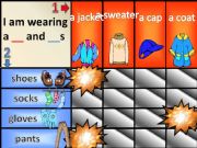 English powerpoint: I am wearing CLOTHES minesweeper game with gif and sounds
