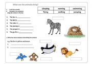 English powerpoint: ANIMALS - PRESENT CONTINUOUS