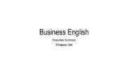 English powerpoint: Business English (Executive Summary)