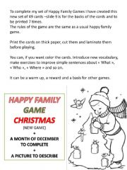 English powerpoint: Happy Family Christmas - Vocabulary, warm up and game + 