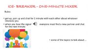 English powerpoint: Ice breaker - One-minute mixer