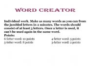 English powerpoint: Word Creator