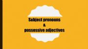 English powerpoint: Subject pronouns and possessive adjectives