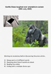 English powerpoint: Gorilla Glass Toughest Ever Smartphone Screen - Discovering a press article