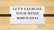 English powerpoint: Exercise your mind (part 1)