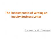 English powerpoint: the business enquiry letter