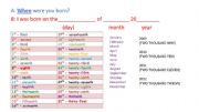 English powerpoint: When and Where were you and the people born?