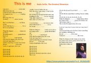 English powerpoint: This is me - Lyrics of the song