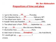 English powerpoint: Prepositions of time and place