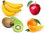 English powerpoint: fruits, apple, banana, kiwi, orange