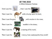 English powerpoint: At the Zoo poem - reading comprehension