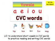 English powerpoint: Vowels and CVC