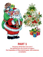 English powerpoint: Christmas dominoes : PREPOSITIONS of PLACE, part 1