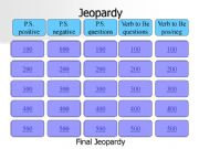 English powerpoint: JEOPARDY present simple