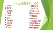 English powerpoint: numbers from 0 to 100