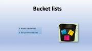 English powerpoint: Online teaching - vocabulary lesson plan - bucket lists