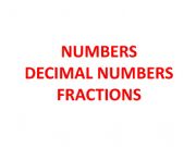 English powerpoint: Numbers, decimals, fractions