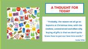 English powerpoint: A Thought for Today - Consumer culture