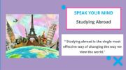 English powerpoint: Speaking / Writing activities - Studying abroad