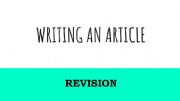English powerpoint: WRITING AN ARTICLE REVISION