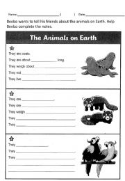 English powerpoint: The animals on earth