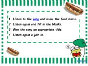 English powerpoint: song: Sausage Sandwich