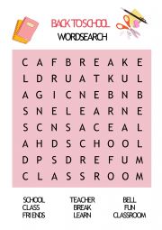 English powerpoint: Back to school wordsearch