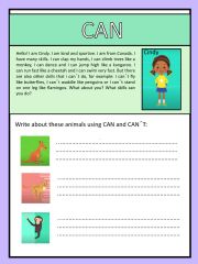 English powerpoint: Can with action verbs