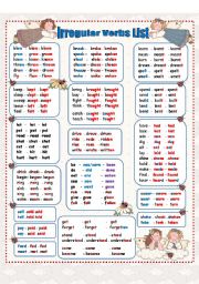 English worksheet:  Irregular Verbs - Past Simple   ( 4 pages) 