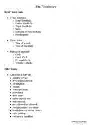 English worksheet: Hotel