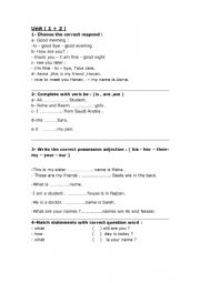 English Worksheets: Super Goals 1 - Unit2 1 & 2 Revision