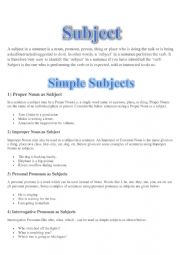 English Worksheets: Subject