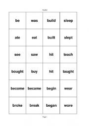 English Worksheets: Memory : preterit verbs