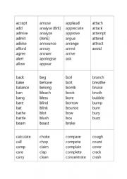 English Worksheets: Verb list