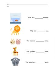 English Worksheets: Be Verbs with Animals