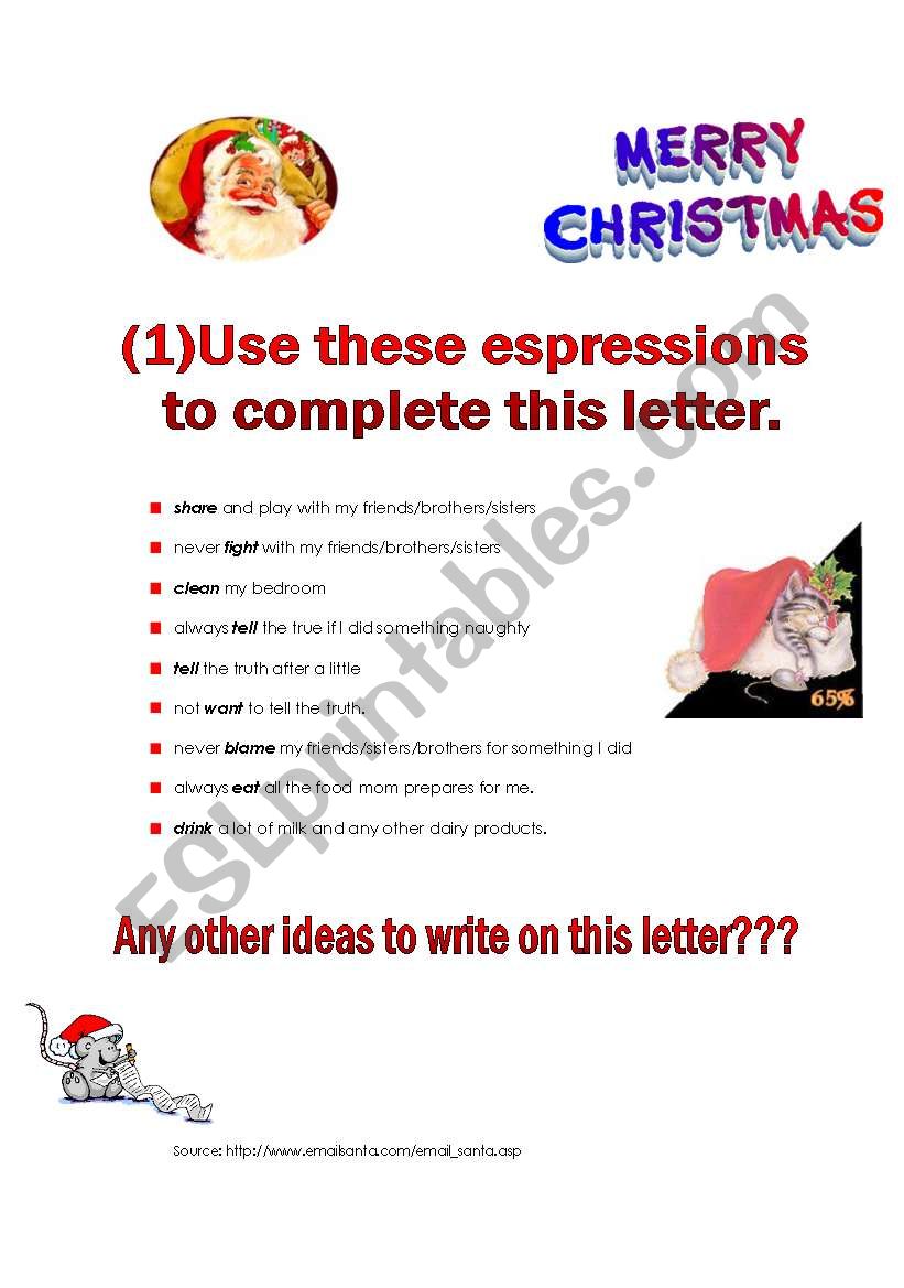 A Letter To Santa Claus - Esl Worksheet By Damielle