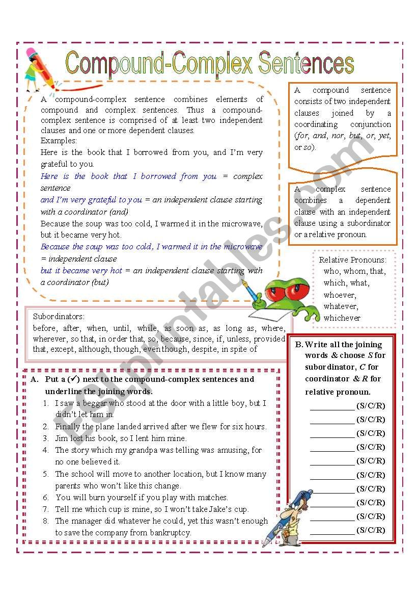 Simple And Compound Sentences Exercises