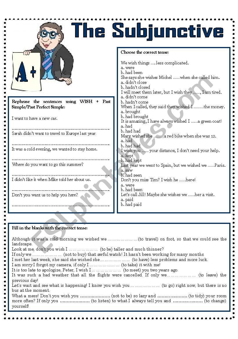 Worksheet 11 1 Subjunctive Mood After Verbs Of Emoition