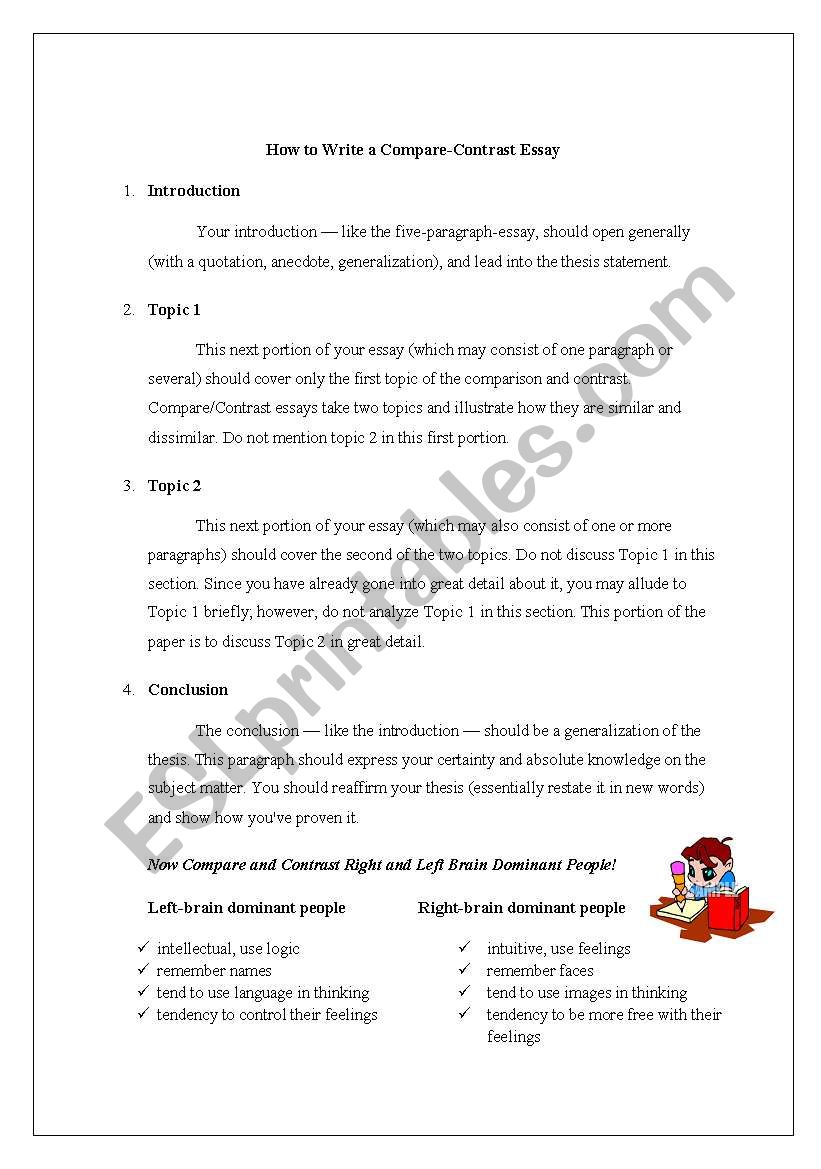 how-to-write-a-compare-contrast-essay-esl-worksheet-by-ironik