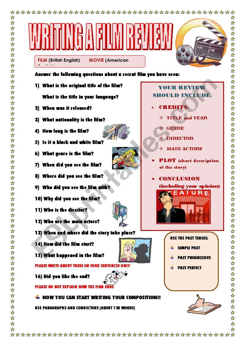 English worksheets: WRITING A FILM REVIEW (GUIDELINE)