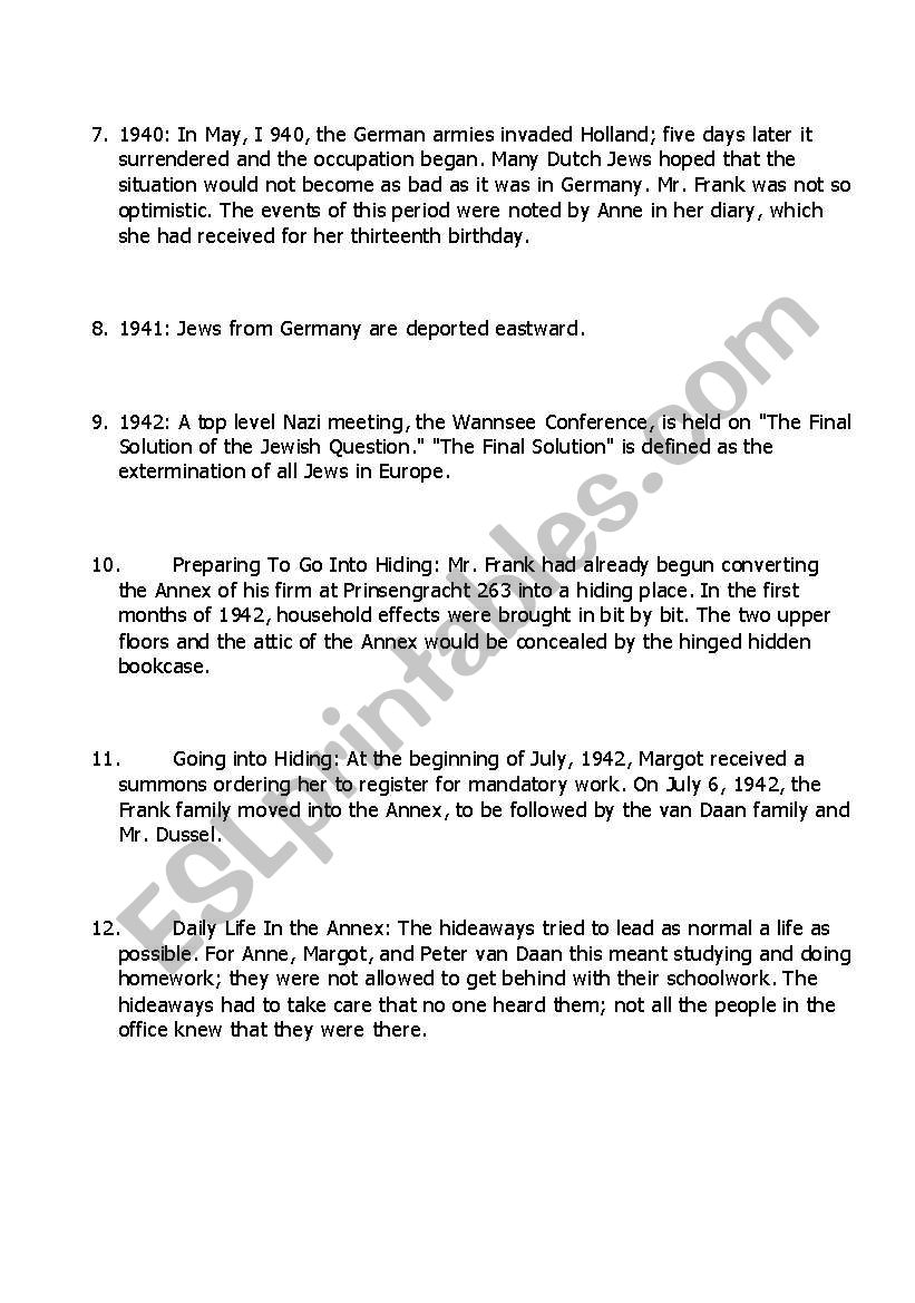 worksheet Anne Frank Worksheets anne frank worksheets for the unit plan part 2