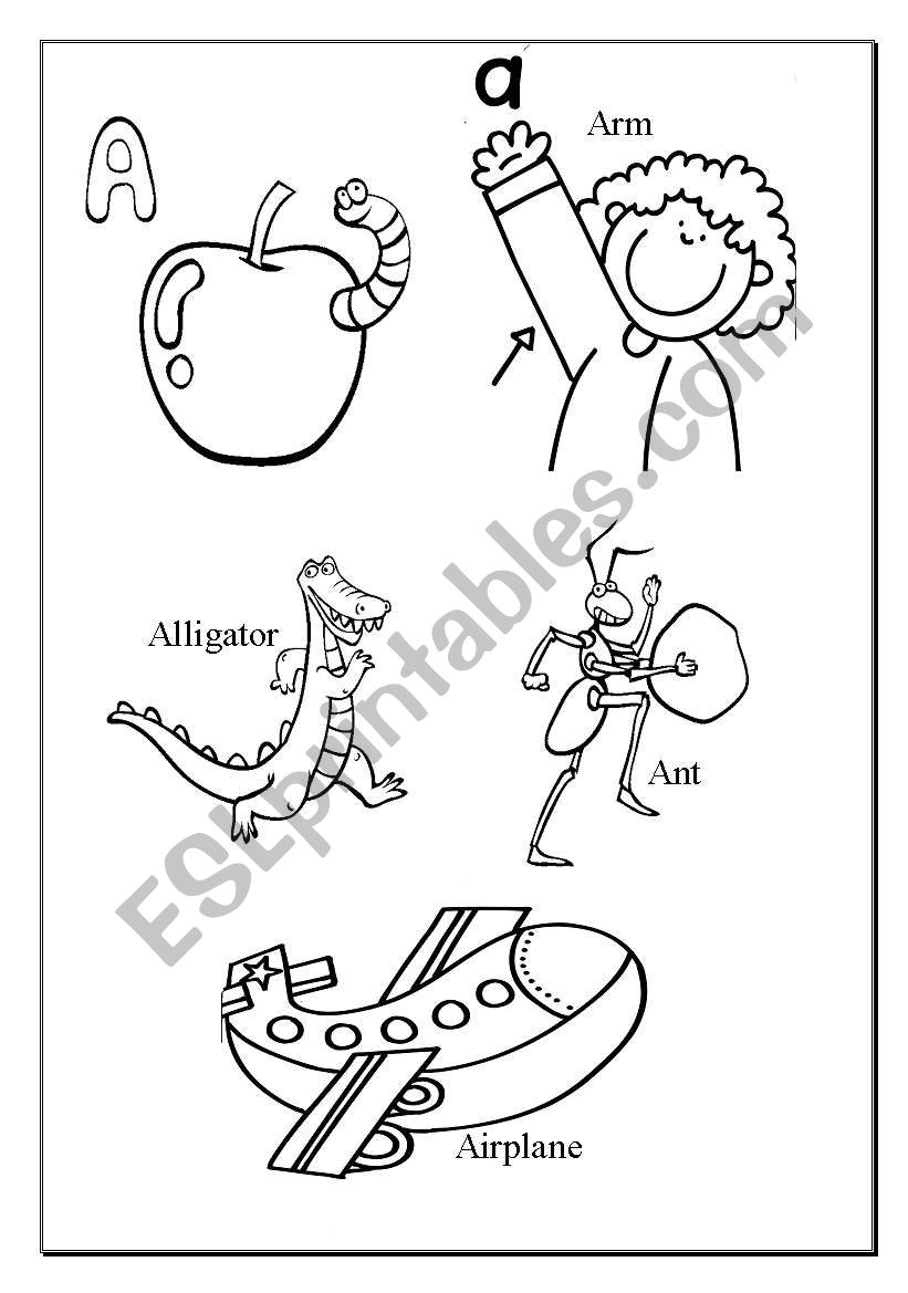English worksheets letter a colouring sheet