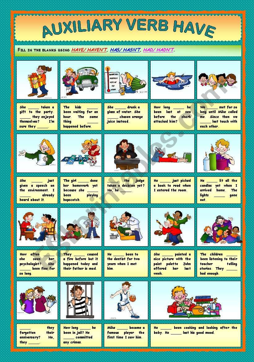 Esl Auxiliary Verbs Exercises