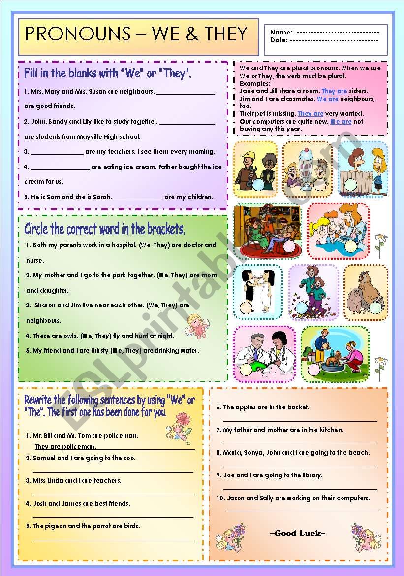 They Pronoun Worksheet